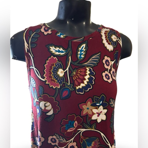 LOFT Floral Tank Swing Dress Knee Length Size XS - Picture 3 of 6